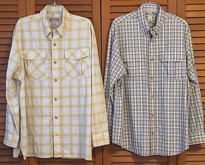 Lote 2 Camisa Duluth Trading Talla L Ligera Nylon Poli Viaje Exterior Pestaña Enrollable Foto 1 de 4