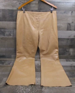 Michael Kors Leather Pants Womens 14 Brown Vintage Lined Wide Leg Made USA - Picture 1 of 13