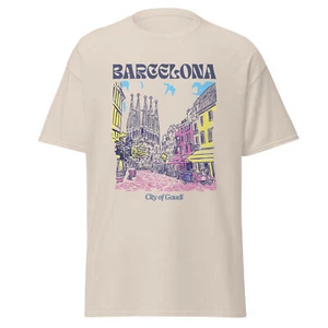 Barcelona Graphic T-Shirt Unisex Travel Gift Tee Spain Souvenir Gaudi Design - Picture 1 of 8