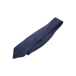 Cravatta collo HERMES seta blu navy logo giapponese venditore N0112 20 Made in France - Foto 1 di 3
