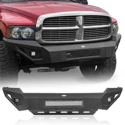 For 2003 2004 2005 Dodge Ram 1500 2500 3500 Front Bumper w/2x 18W LED Lights - Image 1 of 4