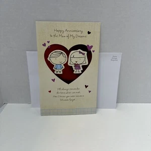 American Greetings Happy Anniversary Husband Card 8-1/4”X 5-1/4” Red Foil Heart - Picture 1 of 3