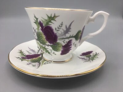 Royal Winchester кости фарфора фиолетовый чертополох чайная чашка и блюдце Англии винтажный - Изображение 1 из 4