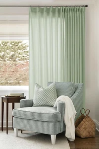 Linen Sheer Pleated Curtains 84 Inches Long 100 Inch Wide Patio Sliding Door Cur - Picture 1 of 9
