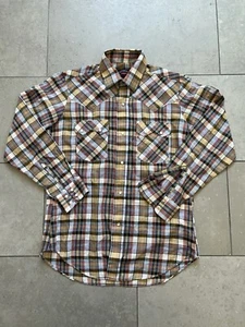 Vintage Levis Pearl Snap Big E Western Retro Button Up Plaid Sawtooth Mens Sz M - Picture 1 of 18