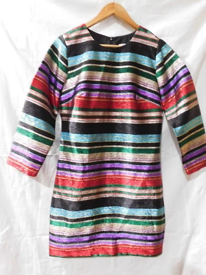 Vestido Vaina TRINA TURK Rayas Metálicas Talla 4 Foto 1 de 3