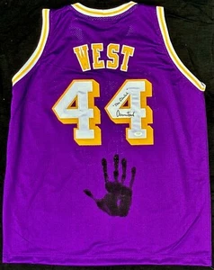 Jerry West Handprint Signed Autographed Yellow Jersey JSA BB00699 Mr. Clutch - Picture 1 of 5