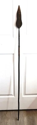 Vintage African Tribal Hunting Spear 55" Tall Steel Point & Wooden Shaft (n2) - Image 1 of 4