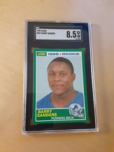 1989 Score #257 BARRY SANDERS Detroit Lions ROOKIE Football Card, HOF, (SGC 8.5) - Picture 1 of 2