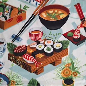 VTG Alexander Henry “hiruzen” 2000 Japanese Food Print Cotton Fabric 35"L READ - Picture 1 of 15