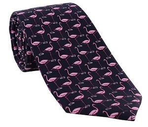 Corbata de seda con estampado de flamenco Michelsons of London - Imagen 1 de 12
