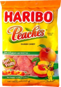 HARIBO PEACH GUMMI CANDY 8oz BAG - PACK OF 8 - Picture 1 of 2