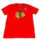 Men's Large Red Fanatics Chicago Blackhawks NHL #19 Toews Captain T-Shirt Hockey