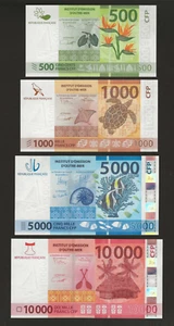 FRENCH PACIFIC TERRITORIES 500 1000 5000 10000 Francs 2014-2019 UNC Complete Set - Picture 1 of 2