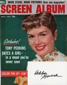 Debbie Reynolds - signierte Karteikarte mit einem Vintage-Zeitschriftencover (nur) - Bild 1 von 1