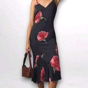 Anthropologie Adelyn Rae V-Neck- Floral -Pleated Dress- Large- BNWT-Rrp £118 - Picture 1 of 15