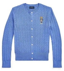 NWT, Girls Polo Ralph Lauren Blue Polo Bear Cardigan, Size M(8-10). Eu 140 - Picture 1 of 1