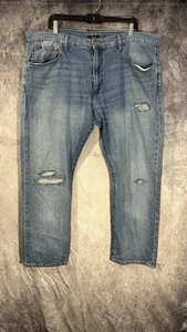 Polo Ralph Lauren Jeans Hampton Relaxed Straight Distress Blue True Size 40x28 - Picture 1 of 12