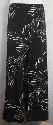 Calça Pull-On Feminina JM Collection Plus Size Perna Larga, Preta Multi, 3X - Imagem 1 de 4