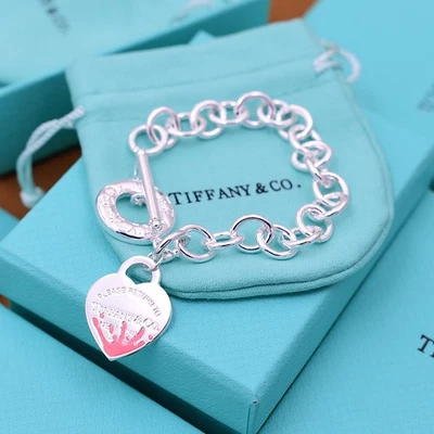 Return to Tiffany Heart pink Tag Toggle Bracelet in Sterling Silver Lengh 19 cm - Image 1 of 4