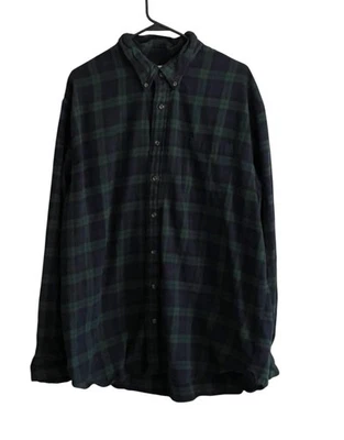 Saddlebred Flannel Shirt 2XLT Classic Fit Green Navy Blue Plaid Button Down - Image 1 of 4