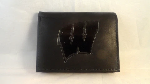 Wisconsin Badgers Black Tri-Fold Leather Wallet Cover