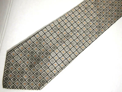 Corbata Paul Fredrick Para Hombre Plateada Naranja Cuadros 57" Diseñador Carrera Foto 1 de 4