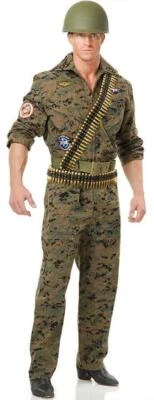 Seal Team Six Military Army Camo Jumpsuit Fancy Dress Halloween Adult Costume - Image 1 of 2