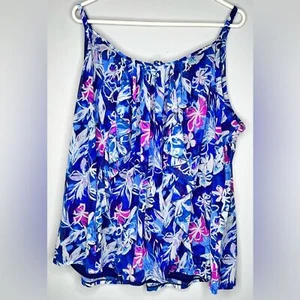 Tanque delantero con volantes florales azul Lane Bryant talla 22/24 - Imagen 1 de 7