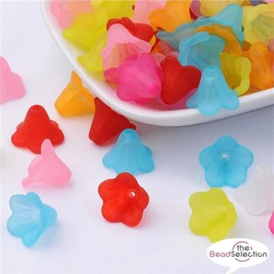 50 FROSTED LUCITE ACRYLIC FLOWER  BEADS 14mm ASSORTED COLOURS TOP QUALITY LUC12 - Image 1 of 2
