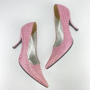 DOLCE & GABBANA Vintage Baby Pink Heels EU Sz 36.5 Y2K RARE Pointed Toe Leather - Picture 1 of 10