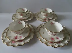 4 Trii piattini e piatti Royal Crown Derby Pinxton Roses tazza - 12 pezzi perfetti - Foto 1 di 11