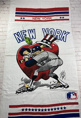 De colección 1980 MLB New York Yankees Béisbol Jay Franco Playa Toalla de Baño Arte Años 80 Foto 1 de 4