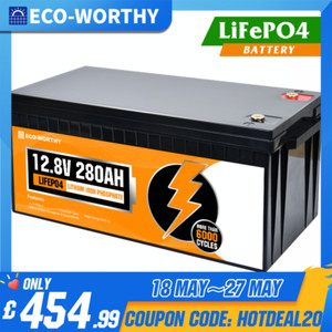 280Ah 12V 3584Wh LiFePO4 Lithium Battery Charger 4000+ Cycle 24V/36V/48V For RV