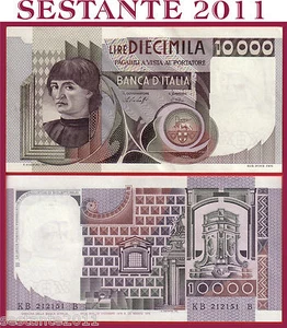 ITALIA ITALY 10.000 10000 LIRE BUSTO D'UOMO CASTAGNO 1978 P 106a FDS/UNC 2 FORI - Imagen 1 de 1