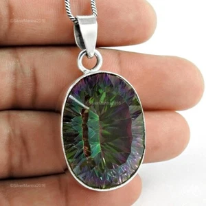 Oval Mystic Topas Edelstein Trendy Jubiläum Anhänger Schmuck Sterlingsilber - Bild 1 von 5