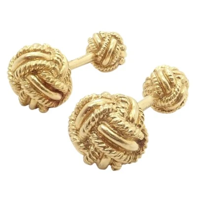 Rare! Vintage Tiffany & Co. 18k Yellow Gold Schlumberger Rope Knot Cufflinks - Image 1 of 4