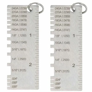 2PCS Sheet Metal Gauge Thickness Gage Measuring Tool Wire Gauge Stainless Steel - Picture 1 of 11