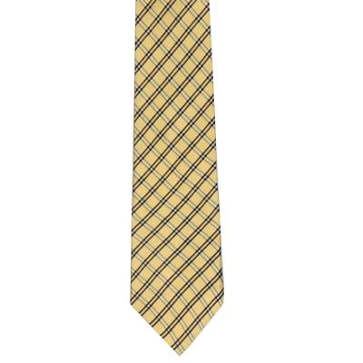 Nautica 男式 100% 真丝格子领带黄色蓝色 4 x 60 — 第 1/3 张图片