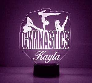 Gymnastics Night Light, Engraved FREE, 16 Color LED w/ Remote - Gymnast Gift LED - Picture 1 of 9