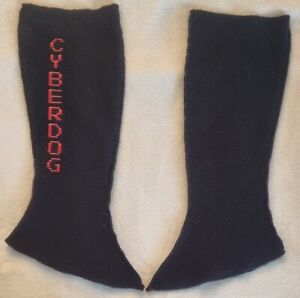 Vintage Cyberdog Black Leg Covers With Red Reflective Branding, One Size 