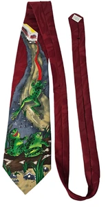 New/Vintage Anheuser Busch Budweiser Truck Frogs Necktie Tie 1996 Wine Burgundy - Picture 1 of 9