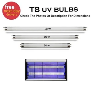 10W 15W 18W T8 Fluorescent UV Light Bulb Tube Fly Bug Zapper Insect Killer Bulbs - Picture 1 of 16