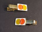 Vintage Advertising Pair Master Charge Card Men's Tie Bar Clips Banking Industry