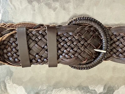 "Cinturón de cuero marrón trenzado SILPADA DESIGNS cintura mediana/grande talla 24-38""" Foto 1 de 4