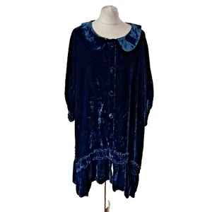 Cappotto velluto fiorentino Miss Rose Sister Violet taglia Rich blu oversize S/M - Foto 1 di 14