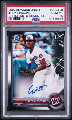 2022 Bowman Chrome #CDA-TLB Trey Lipscomb Black Refractor Auto  /75 PSA 10 - Image 1 of 2