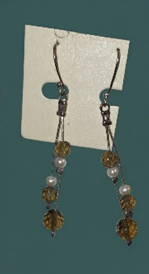 Pendientes colgantes largos en cascada de 21/2" gancho alambre cuentas facetadas de color ámbar perlas Foto 1 de 3