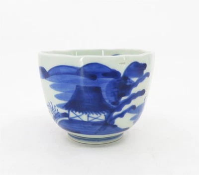 Antique Edo Period Japanese Blue & White Imari Soba Choko Tea Cup 3.25" x 2.5" - Image 1 of 4