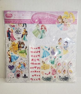 SandyLion Disney Princess Scrapbook Pages Kit 12 Sheets Stickers Chipboard New - Picture 1 of 8